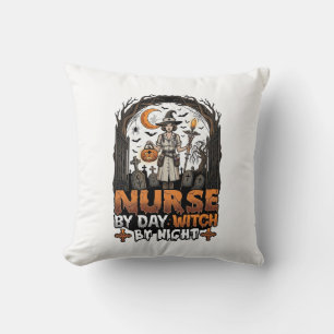 Coussin Sorcière de jour infirmière Nuit d'Halloween Cimet