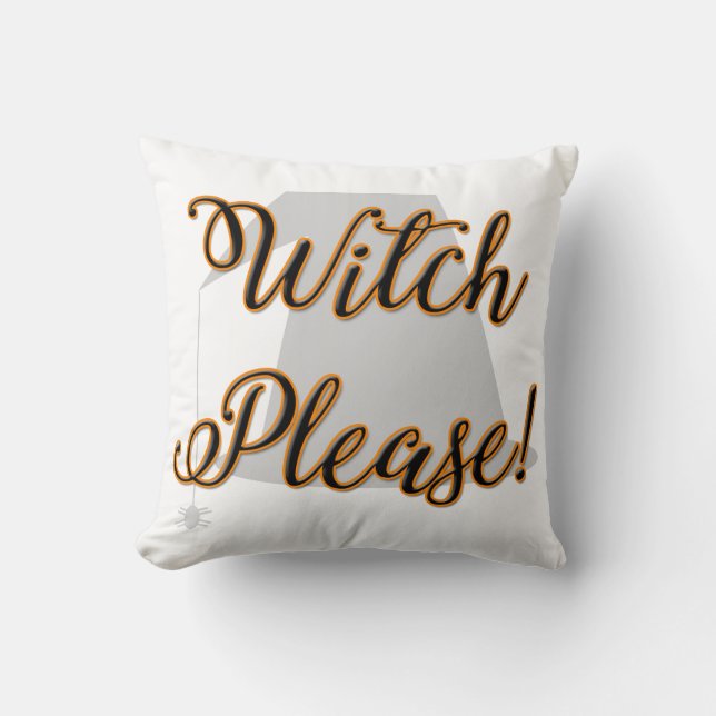 Coussin sorcière s'il vous plaît drôle halloween avec casq (Recto)