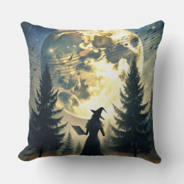 Coussin Sorcière sous Pleine lune Nuit enchantée