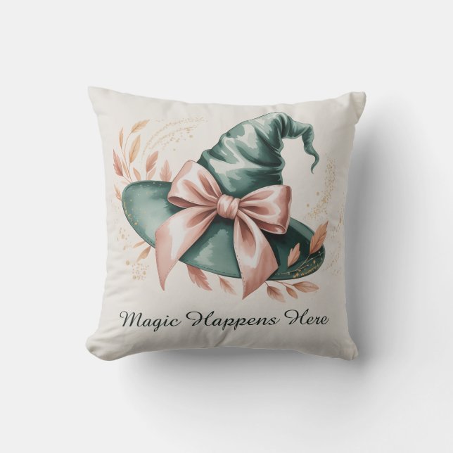 Coussin Sorcière verte à la menthe Casquette Éffrayante be (Recto)