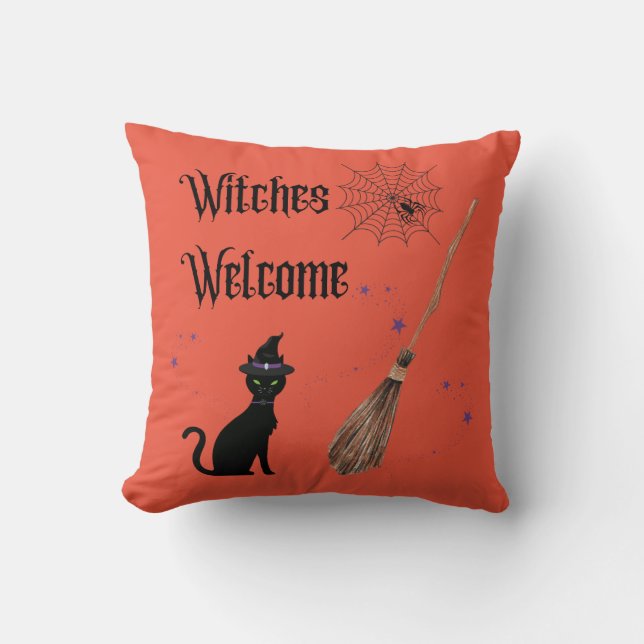 Coussin Sorcières Bienvenue Halloween Jeu d'oreiller (Recto)