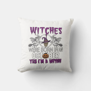 Coussin Sorcières Octobre Halloween Crâne Chapeau de Sorci