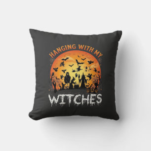Coussin Sorcières suspendues Halloween Lune Chauves-souris