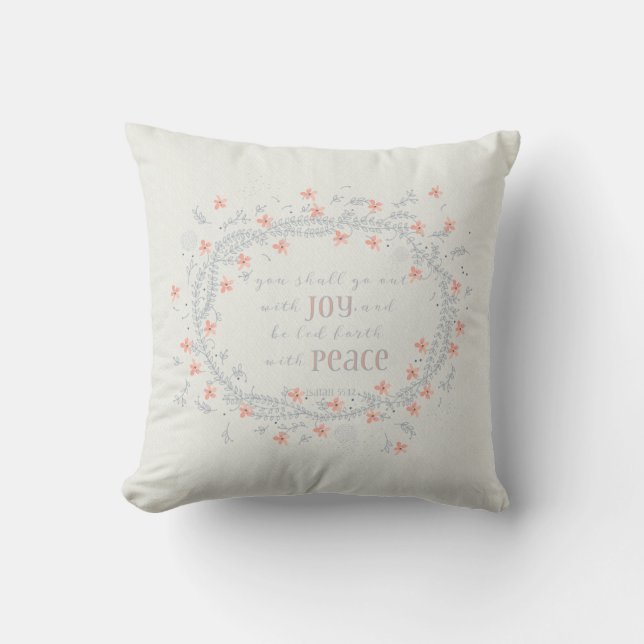 Coussin Sortez avec joie - Ésaïe 55:12 (Recto)