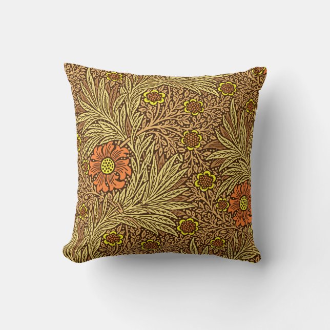 Coussin Souci de William Morris, brun d'en cuivre et (Recto)