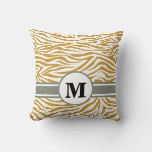 Coussin Soudan Brown Safari Zebra avec Monogramme