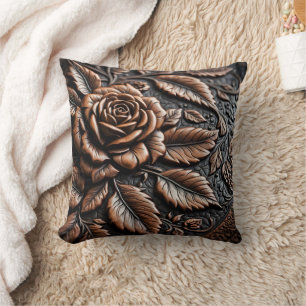 Coussin Soulagement Rose complexe sur cuir foncé