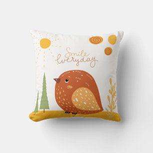 Coussin Souriez tous les jours Boho Bird Soleil mou