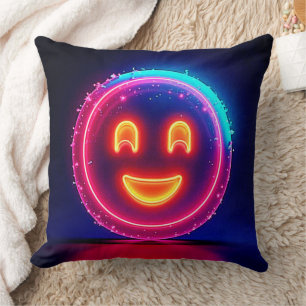 Coussin Sourire Néon : Conception de Lueur Heureuse Brilla