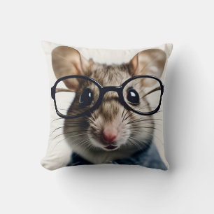 Coussin Souris de champ Portant des lunettes