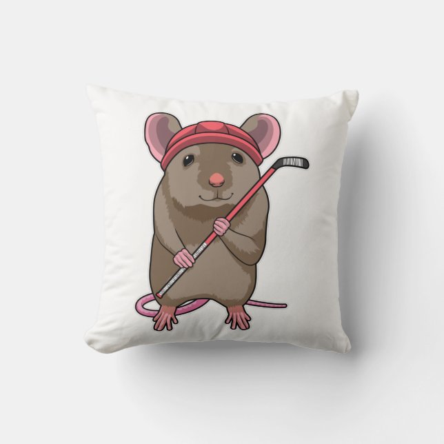 Coussin Souris de hockey sur glace avec bâton de hockey su (Recto)