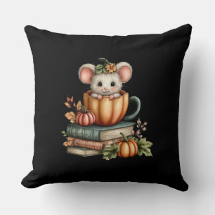 Coussin Souris de la récolte d'automne avec des livres