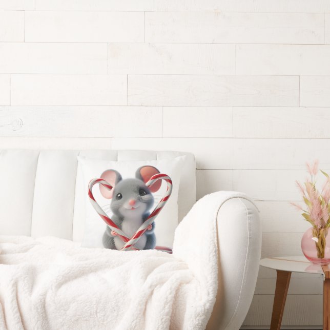 Coussin Souris de Noël avec coeur Sucre de canne (Canapé)