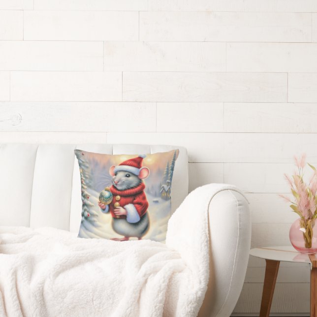 Coussin Souris De Noël Avec Ornement (Canapé)