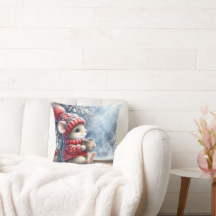 Coussin Souris De Noël En Fenêtre Avec Cocos Chauds