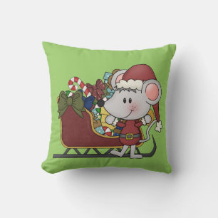 Coussin Souris de Père Noël avec le traîneau