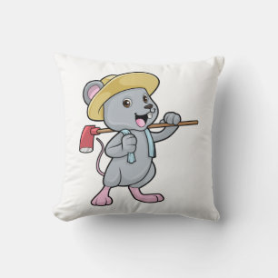 Coussin Souris en fermier avec Ax et Casquette
