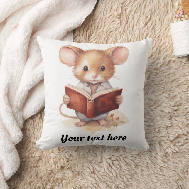 Coussin Souris livre de lecture whimsical mignon (Couverture)