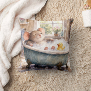 Coussin Souris prenant un bain moussant