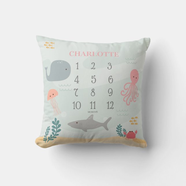 Coussin Sous la mer Amis fille jalon (Recto)