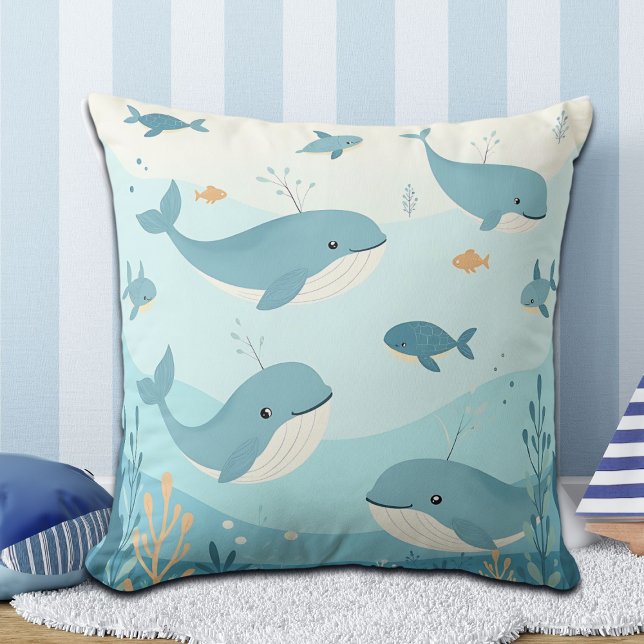 Coussin Sous la mer Baleines et poissons (Créateur téléchargé)