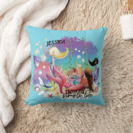 Coussin Sous La Mer Sirène Océan Purple Turquoise