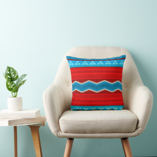 Coussin Southwest River Canyon Rouge et Turquoise 16po