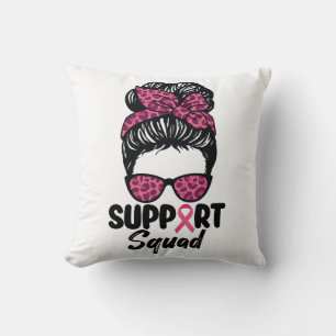 Coussin Soutien Squad Messy Bun Pink Warrior Cancer du sei