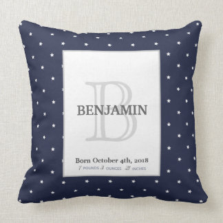 Coussin Souvenir de minuit de stat de naissance de bleu et