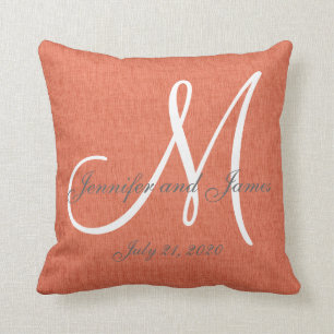 Coussin Souvenir de toile de corail de mariage de