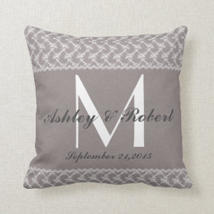 Coussin Souvenir de toile de mariage de monogramme de