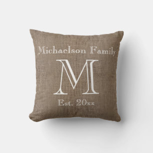 Coussin Souvenir rustique personnalisé de famille de Toil