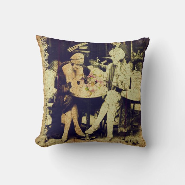 Coussin Souvenir vintage de café extérieur (Recto)