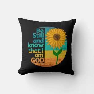 Coussin Soyez calme et sachez que je suis Dieu Bible Verse