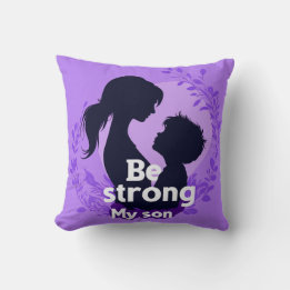 Coussin Soyez Forte Mon Fils Violet Silhouette