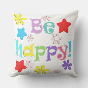 Coussin Soyez heureux ! , multicolore