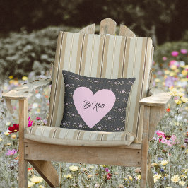 Coussin Soyez un Coeur Rose sur de minuscules Roses et des