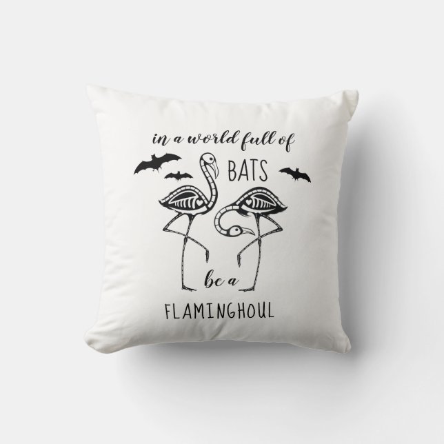 Coussin Soyez un Flaminghoul Skeleton Flamant rose Hallowe (Recto)