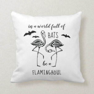 Coussin Soyez un Flaminghoul Skeleton Flamant rose Hallowe