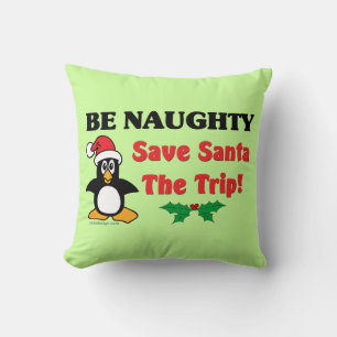 Coussin Soyez vilain ! Sauvez Père Noël le voyage !