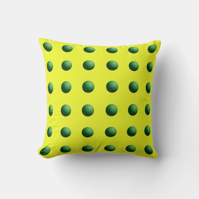 Coussin Sphères vertes sur jaune (Recto)