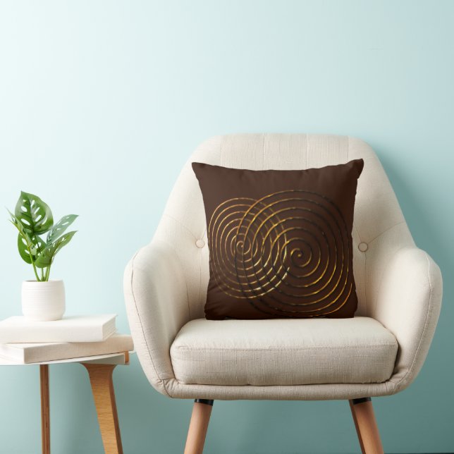 Coussin Spiral Celtic symbole or métallique Jeu d'oreiller (Chaise)