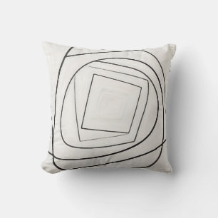 Coussin Spirale Carrée Abstraite Noir Blanc