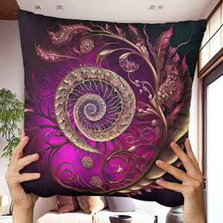 Coussin Spirale magenta contemporaine inhabituelle