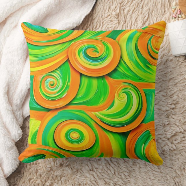 Coussin Spirale verte et orange (Couverture)