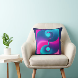 Coussin Spiritualité radiante : Yin Yang Vibrant rose et b