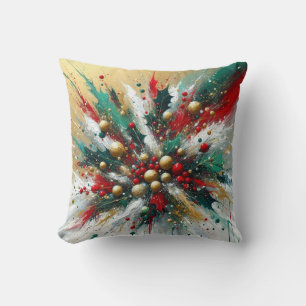 Coussin Splatter de Noël / Argent et Or