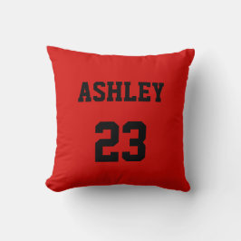 Coussin Sport Jersey Numéro et nom Rouge Personnalisé