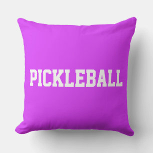 Coussin Sportif Amusement Blanc Texte PICKLEBALL Sur Rose
