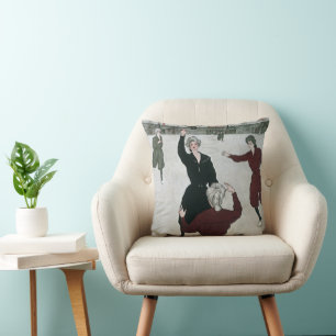 Coussin Sports Anciens, Joueuses de Basket-ball en Jeu